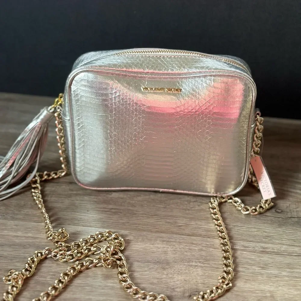 Victoria's Secret Crossbody Bag Silver Gold Chain Snake